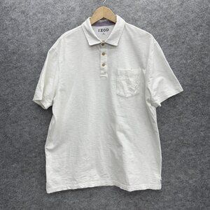 IZOD Men's Golf Polo Shirt, Classic Casual Activewear 100% Cotton, White Size XL